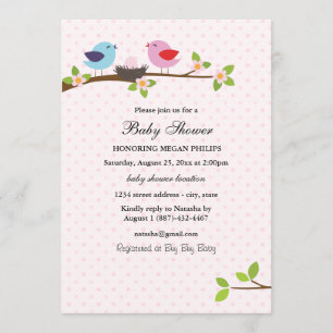 Invitation Baby shower de famille d'oiseaux