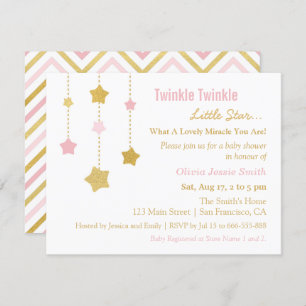 Invitation Baby shower de Faux Gold Pink