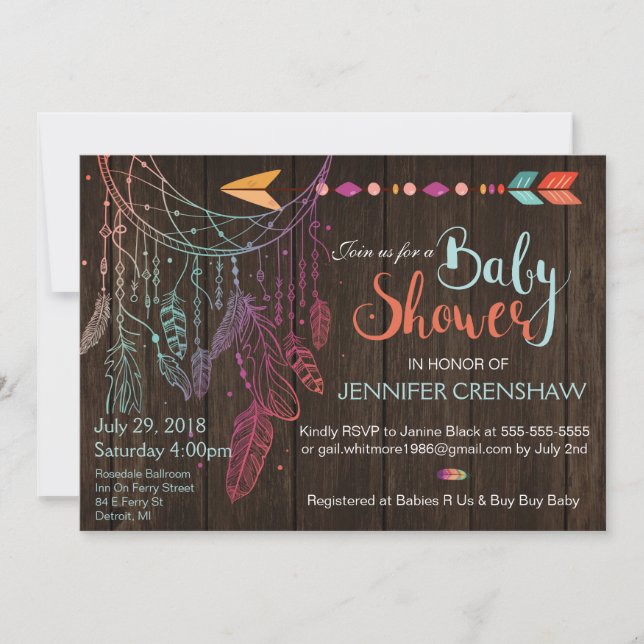 Invitation Baby shower de Feather Dream (Devant)