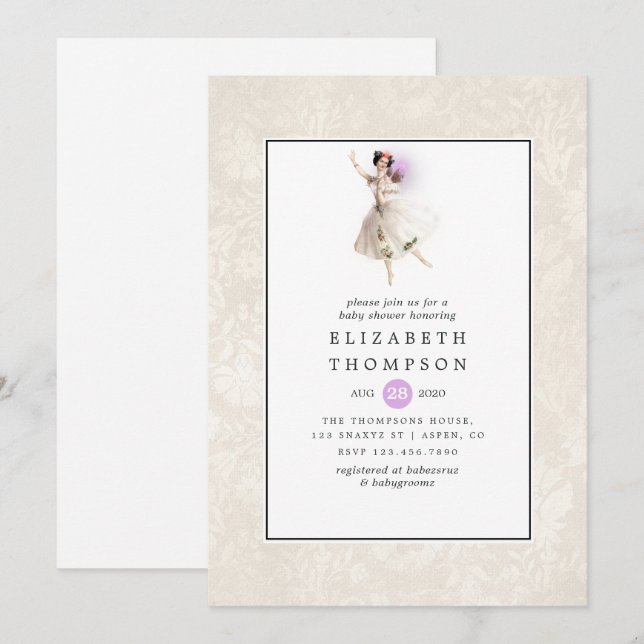 Invitation Baby shower de fées brillant (Devant / Derrière)