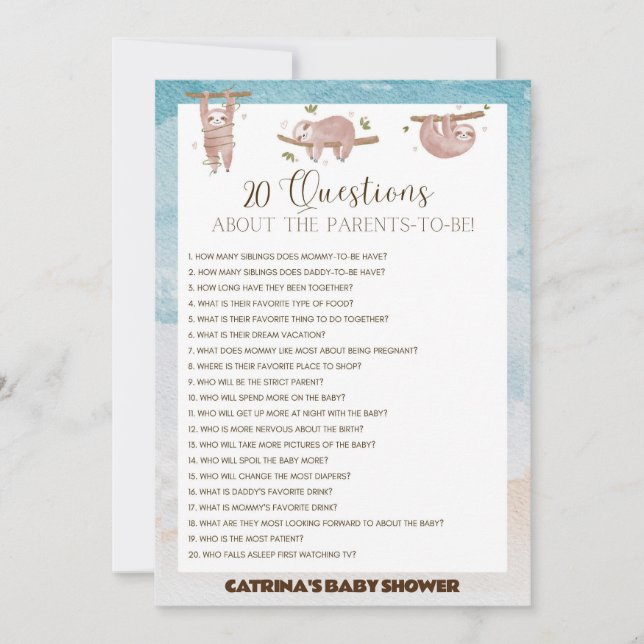 Invitation Baby shower de fentes - Nom modifiable, 5x7 (Devant)