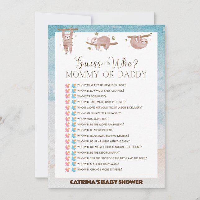 Invitation Baby shower de fentes - Nom modifiable, 5x7 (Devant)