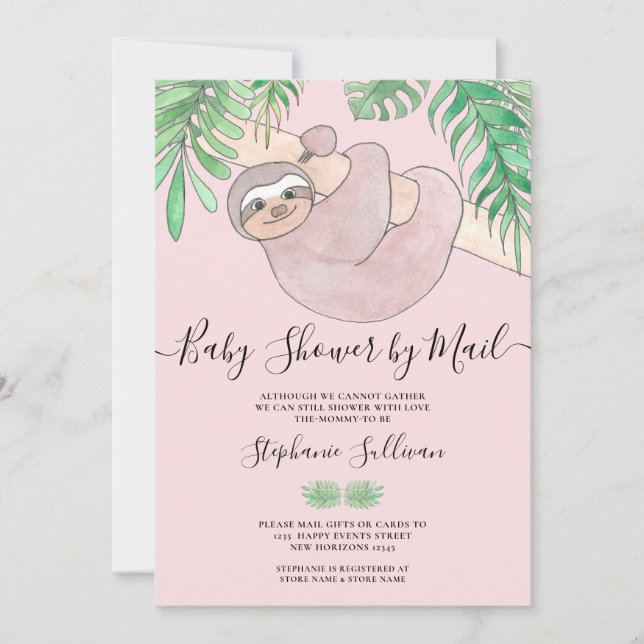 Invitation Baby shower de fentes rose mignonne par courrier (Devant)