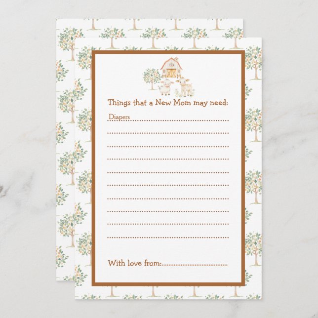 Invitation Baby shower de ferme mignonne (Devant / Derrière)