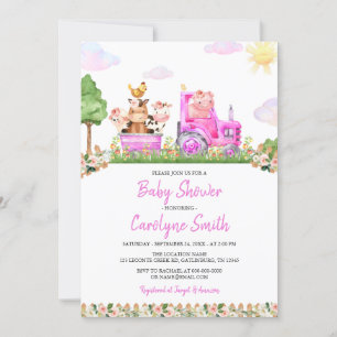 Invitation Baby shower de ferme rose
