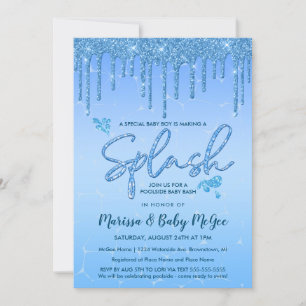 Invitation Baby shower de fête au bord de la piscine