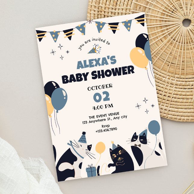 Invitation Baby shower de fête de chat (Créateur téléchargé)