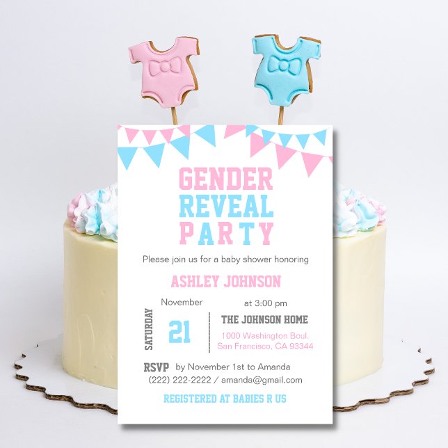Invitation Baby shower DE FÊTE DE RÉVÉLATION DE GENRE Rose (Créateur téléchargé)