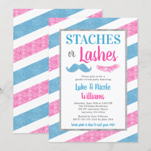Invitation Baby shower de fête de révélation de genre Staches
