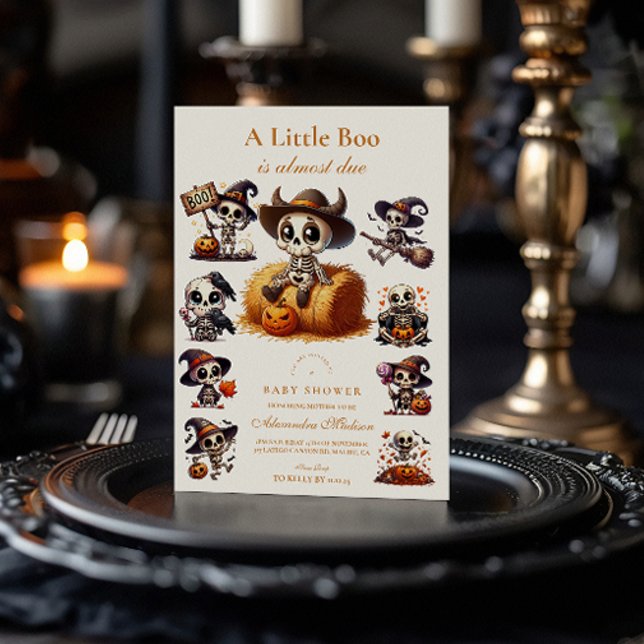 Invitation Baby Shower de Fête d'Halloween Squelette Rustique (Créateur téléchargé)