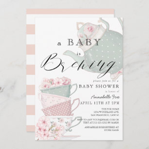 Invitation Baby shower de fête du thé rose brassant pour bébé