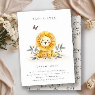 Invitation Baby shower de feuillage de Lion de boi