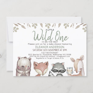 Invitation Baby shower de feuillage sauvage des animaux de fo