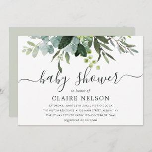 Invitation Baby shower de feuillage vert Eucalyptus