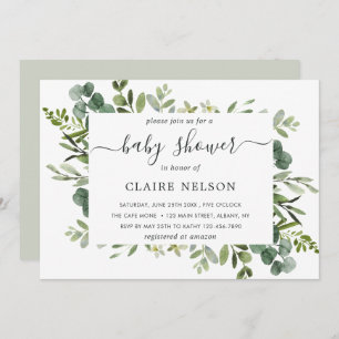 Invitation Baby shower de feuillage vert Eucalyptus
