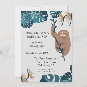 Invitation Baby shower de feuille tropicale mignonne