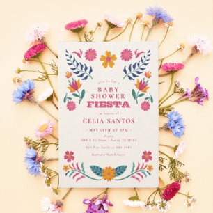 Invitation Baby shower de Fiesta mexicain rose jaune