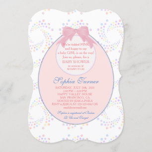 Invitation BABY SHOWER de fille à bib rose chic