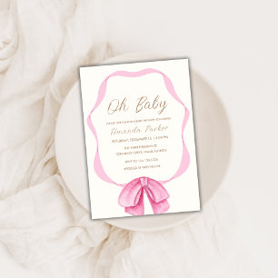 Invitation Baby shower de fille à cadre de cordes Vintage ros