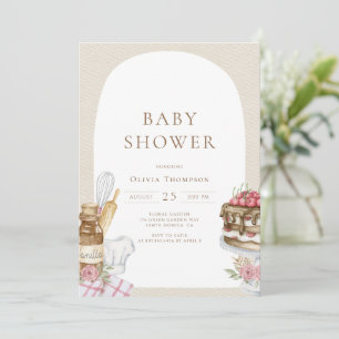 Invitation Baby shower de fille à cuisson aquarelle