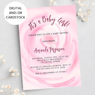 Invitation Baby shower de fille à fleurs rose doux