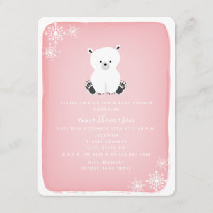 Invitation Baby shower de fille à flocon de neige de l'ours p