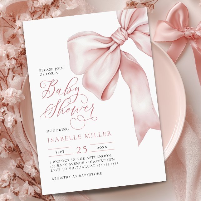 Invitation Baby shower de fille à la cou rose (Créateur téléchargé)