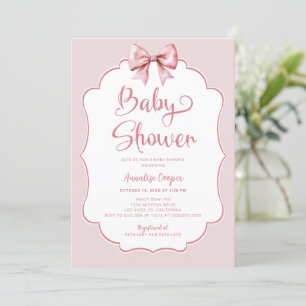 Invitation Baby shower de fille à la cou rose