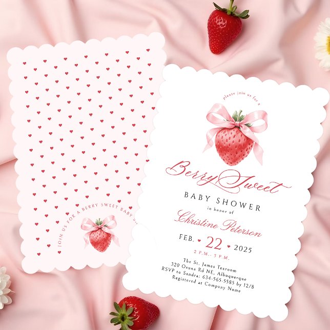 Invitation Baby shower de fille à la fraise rose (Créateur téléchargé)