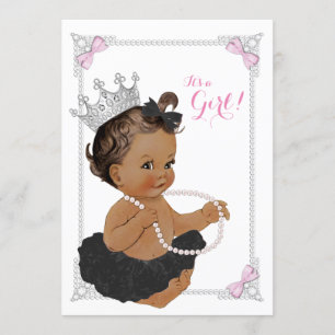Invitation Baby shower de fille à perle rose Tutu