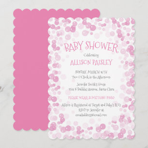 Invitation Baby shower de fille aux bulles roses