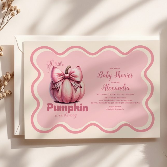 Invitation Baby shower de fille Citrouille rose (Créateur téléchargé)