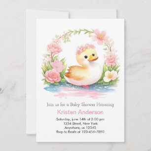 Invitation Baby shower de fille de canard Fleur sauvage encha