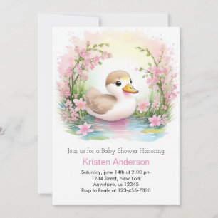 Invitation Baby shower de fille de canards roses