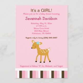Invitation Baby shower de fille de cerfs de bois r