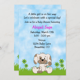 Invitation Baby shower de fille de chien de chiot mignonne