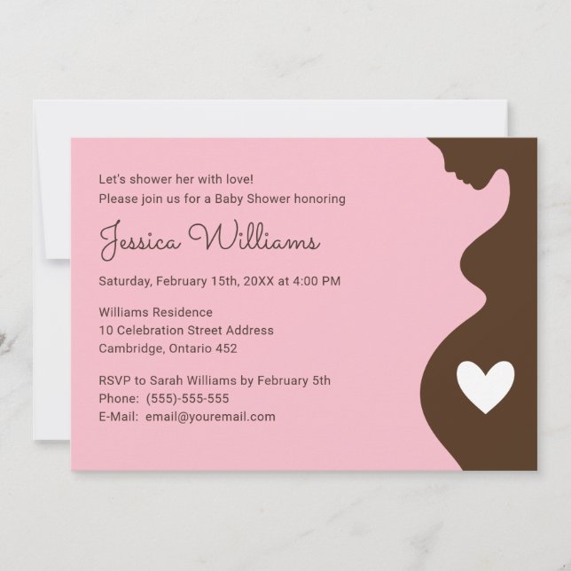 Invitation Baby shower de fille de femme enceinte  (Devant)