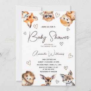 Invitation Baby shower de fille de garçon animal d