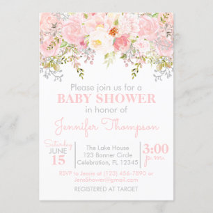 Invitation Baby shower de fille de jardin floral