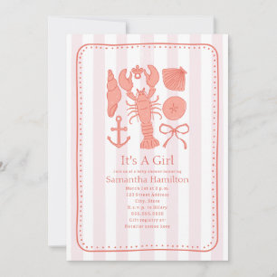Invitation Baby shower de fille de la cabote rose de la cabot