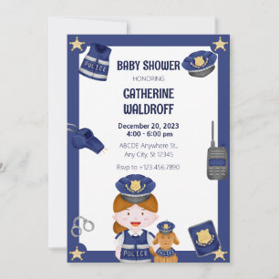 Invitation baby shower de fille de la police