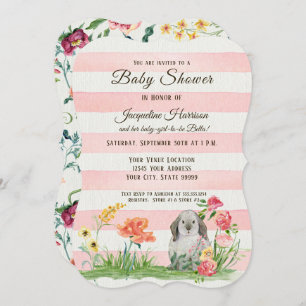 Invitation Baby shower de fille de lapin de lopin de lopin de