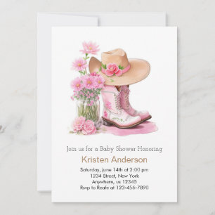 Invitation Baby shower de fille de l'aquarelle Fleur sauvage 