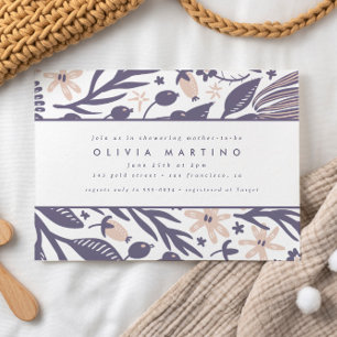Invitation Baby shower de fille de Pêche violet Fleur sauvage