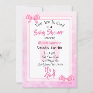 Invitation Baby shower de fille de Pink Bows