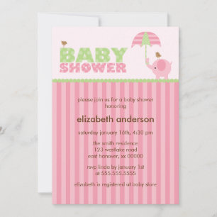 Invitation Baby shower de fille d'éléphant rose