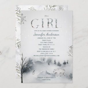 Invitation Baby shower de fille d'hiver