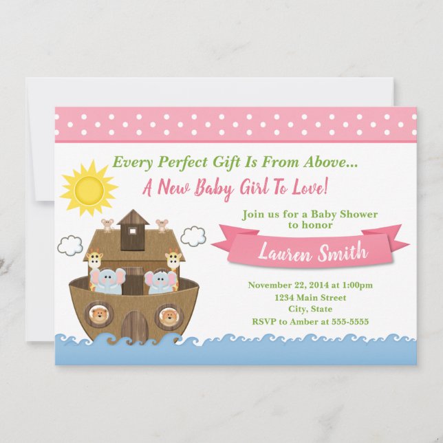 Invitation Baby shower de fille d'invitation de baby shower (Devant)