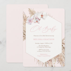 Invitation Baby shower de fille en herbe de la Pampa sauvage 
