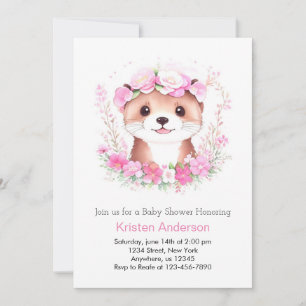 Invitation Baby shower de fille enchantée de Otter aquarelle